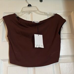 Zara Women's Dark Brown Crop Top